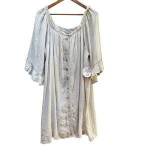 NWT Naïf Dress Beige Off-Shoulder Lace‎ Detail & Ruffle Sleeves Flowy Summer 3X